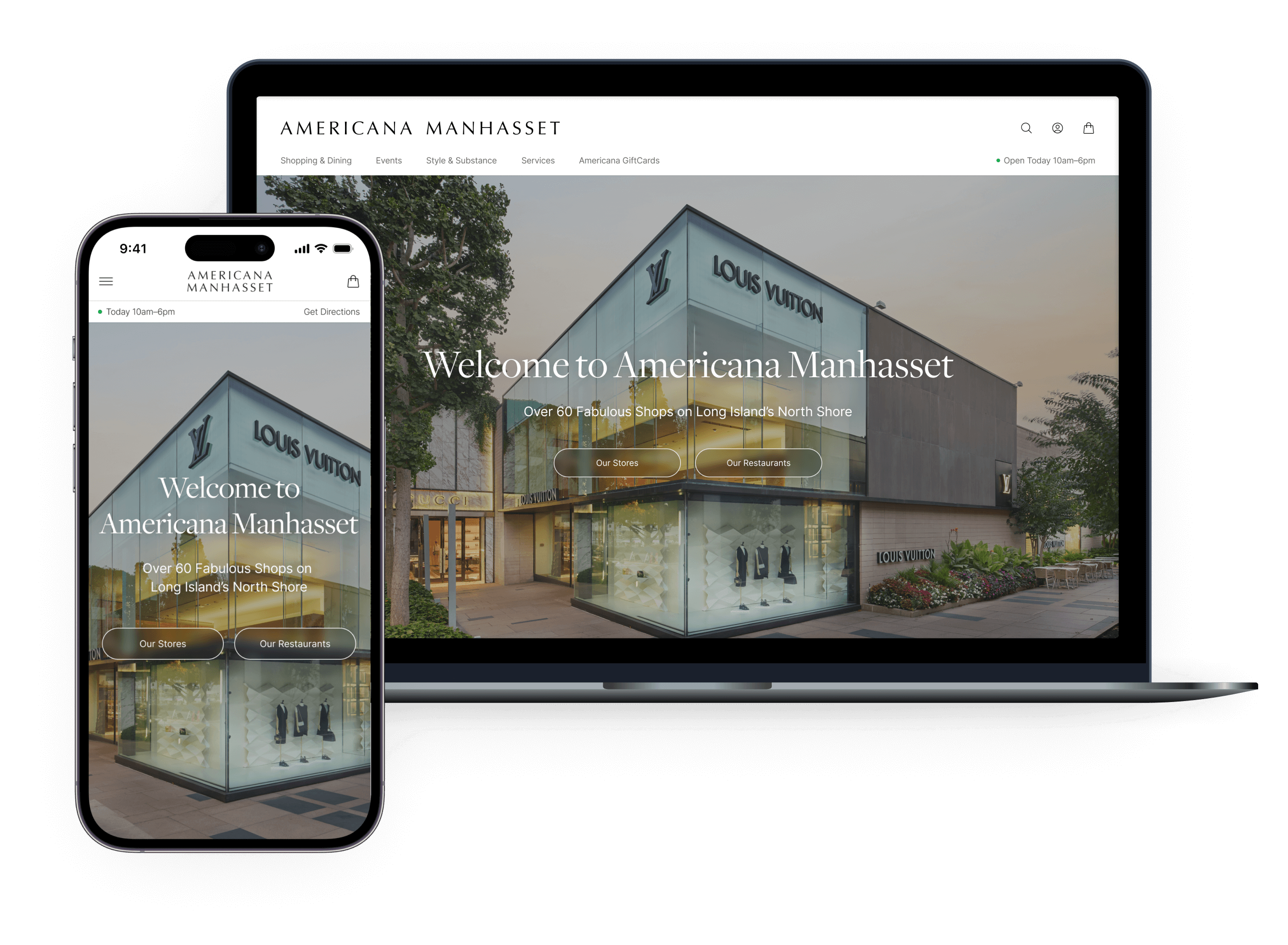 Luxury retail destination website redesign