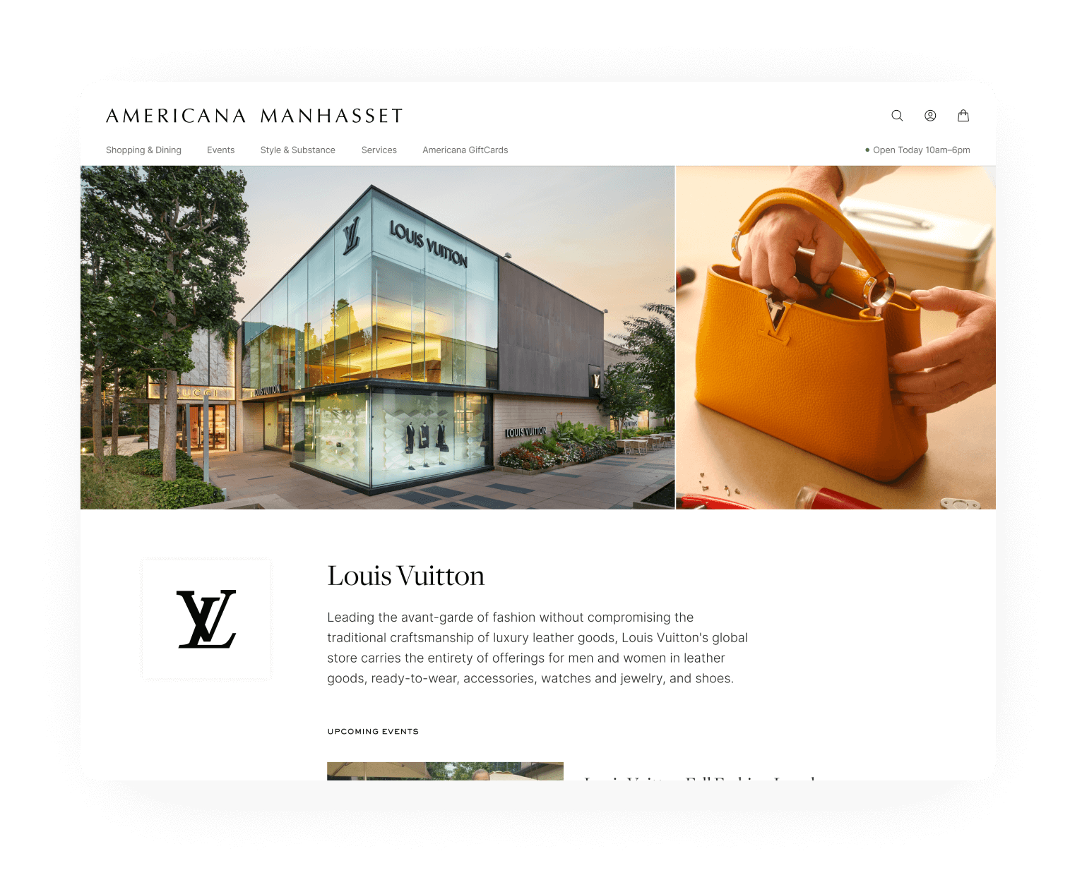 Luxury storefront landing page redesign